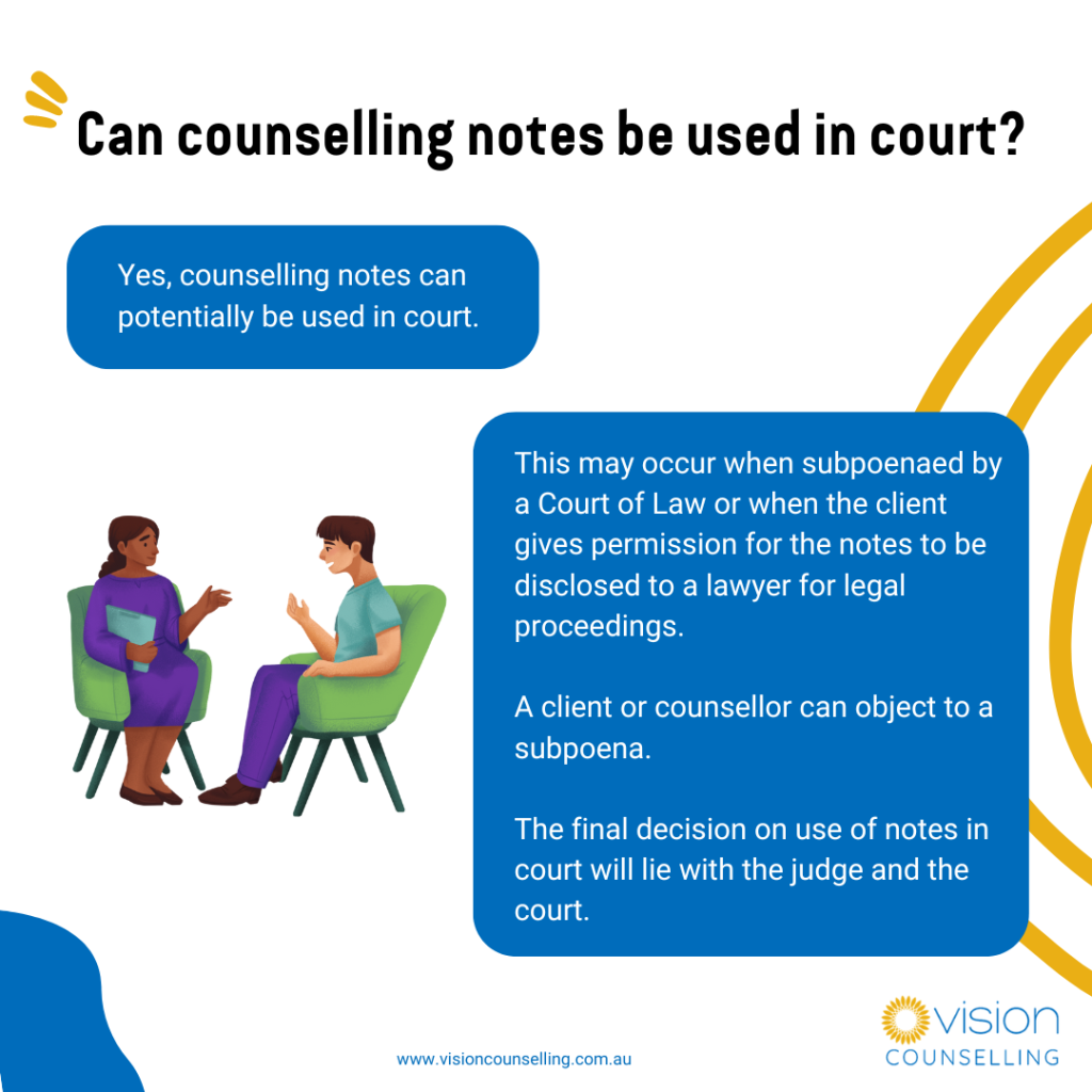 Can counselling notes be used in court